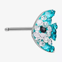 Silver Treasures Fish Crystal Sterling Silver 8.6mm Stud Earrings