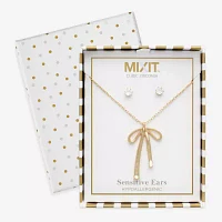Mixit Hypoallergenic Gold Tone Cubic Zirconia Gold Tone Bow 2-pc. Jewelry Set