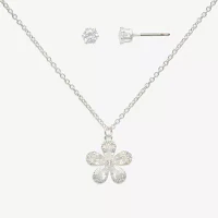 Mixit Hypoallergenic Silver Tone 2-pc. Cubic Zirconia Flower Jewelry Set