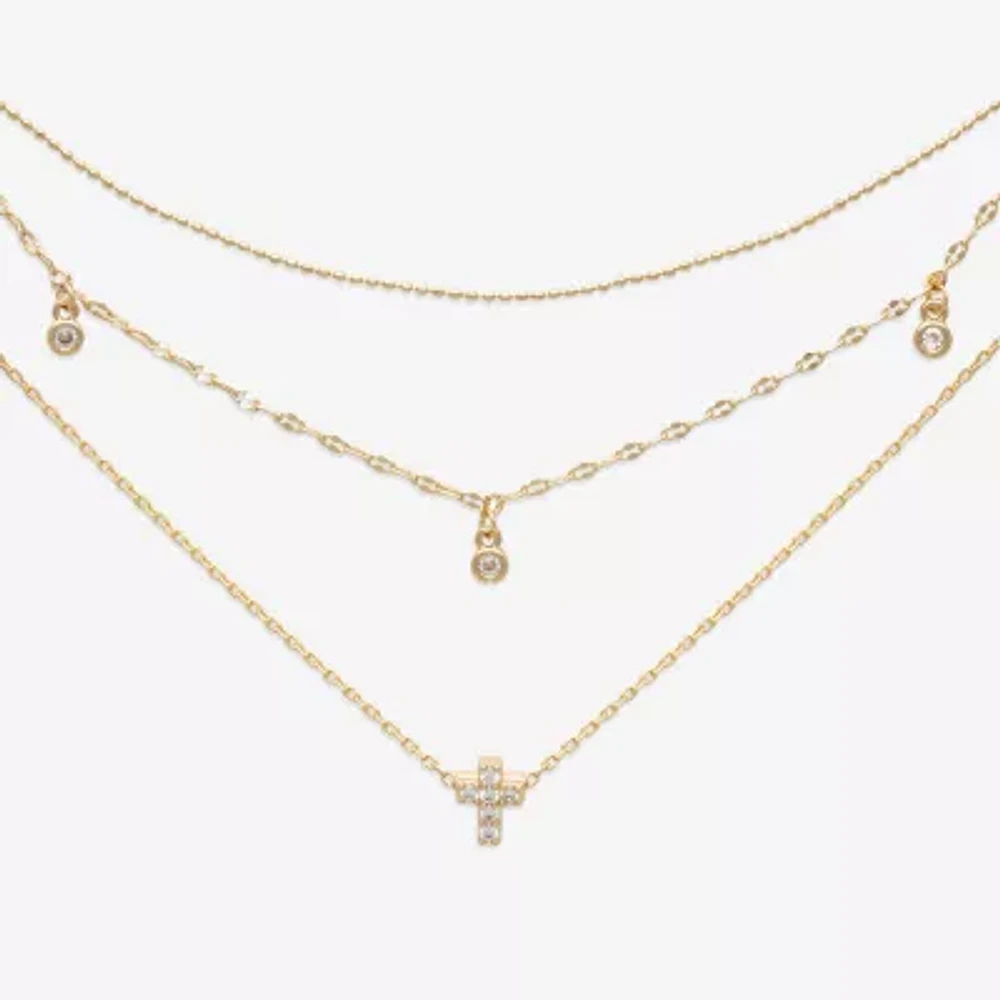 Mixit Hypoallergenic 3-pc. Cubic Zirconia 18 Inch Cable Cross Necklace Set