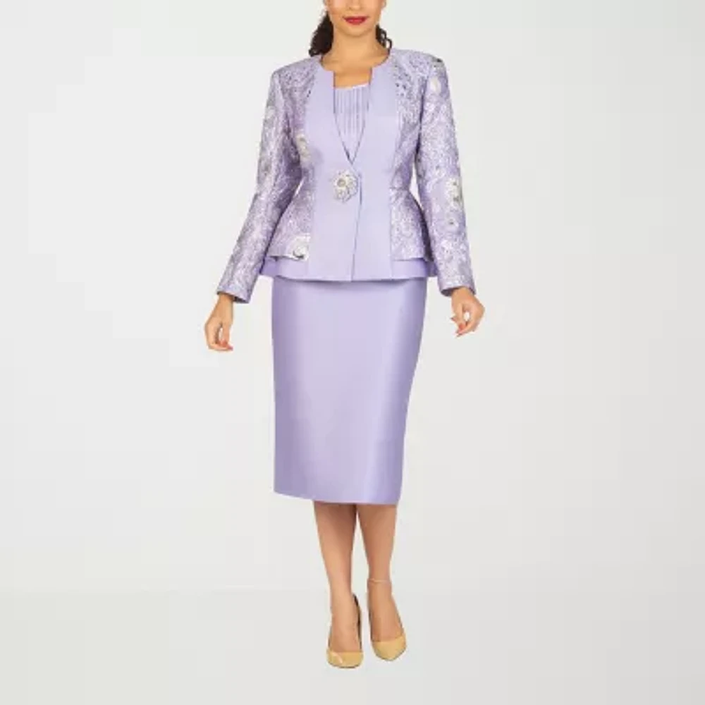 Giovanna Collection 3-pc. Brocade Skirt Suit-Plus