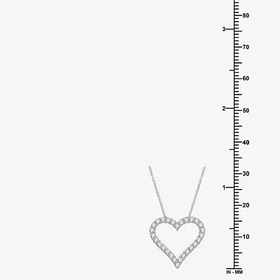 (H-I / I1) Womens 1/2 CT. T.W. Lab Grown White Diamond 10K White Gold Heart Pendant Necklace