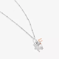 Disney Jewels Collection Initial "F" Womens Diamond Accent Natural White Diamond 14K Rose Gold Over Silver Sterling Silver Winnie The Pooh Pendant Necklace