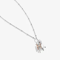 Disney Jewels Collection Initial "H" Womens Diamond Accent Natural White Diamond 14K Rose Gold Over Silver Sterling Silver Winnie The Pooh Pendant Necklace