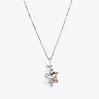 Disney Jewels Collection Initial "J" Womens Diamond Accent Natural White Diamond 14K Rose Gold Over Silver Sterling Silver Winnie The Pooh Pendant Necklace