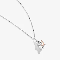 Disney Jewels Collection Initial "J" Womens Diamond Accent Natural White Diamond 14K Rose Gold Over Silver Sterling Silver Winnie The Pooh Pendant Necklace