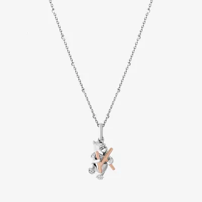 Disney Jewels Collection Initial "K" Womens Diamond Accent Natural White Diamond 14K Rose Gold Over Silver Sterling Silver Winnie The Pooh Pendant Necklace