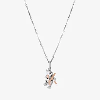 Disney Jewels Collection Initial "K" Womens Diamond Accent Natural White Diamond 14K Rose Gold Over Silver Sterling Silver Winnie The Pooh Pendant Necklace