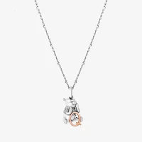 Disney Jewels Collection Initial "Q" Womens Diamond Accent Natural White Diamond 14K Rose Gold Over Silver Sterling Silver Winnie The Pooh Pendant Necklace