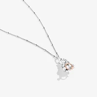 Disney Jewels Collection Initial "Q" Womens Diamond Accent Natural White Diamond 14K Rose Gold Over Silver Sterling Silver Winnie The Pooh Pendant Necklace