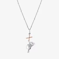 Disney Jewels Collection Initial "X" Womens Diamond Accent Natural White Diamond 14K Rose Gold Over Silver Sterling Silver Winnie The Pooh Pendant Necklace