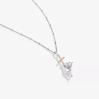 Disney Jewels Collection Initial "X" Womens Diamond Accent Natural White Diamond 14K Rose Gold Over Silver Sterling Silver Winnie The Pooh Pendant Necklace