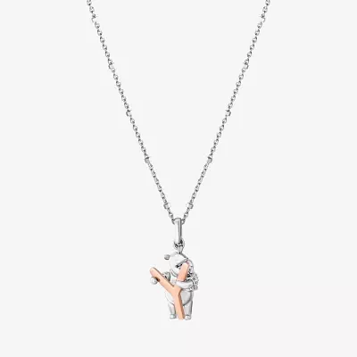 Disney Jewels Collection Initial "Y" Womens Diamond Accent Natural White Diamond 14K Rose Gold Over Silver Sterling Silver Winnie The Pooh Pendant Necklace