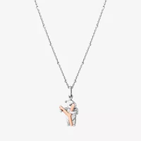 Disney Jewels Collection Initial "Y" Womens Diamond Accent Natural White Diamond 14K Rose Gold Over Silver Sterling Silver Winnie The Pooh Pendant Necklace