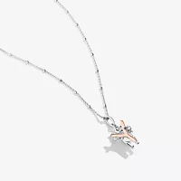 Disney Jewels Collection Initial "Y" Womens Diamond Accent Natural White Diamond 14K Rose Gold Over Silver Sterling Silver Winnie The Pooh Pendant Necklace