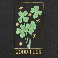 Juniors Good Luck Shamrocks Oversized Tee Womens Crew Neck Short Sleeve Graphic T-Shirt