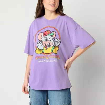 Juniors Chuck E. Cheese'S Oversized Tee Womens Crew Neck Short Sleeve Graphic T-Shirt