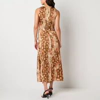 Worthington Womens Sleeveless Animal Maxi Dress
