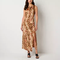 Worthington Womens Sleeveless Animal Maxi Dress
