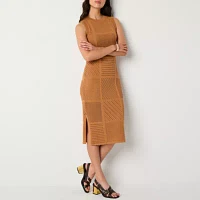 Worthington Womens Sleeveless Midi Sweater Dress