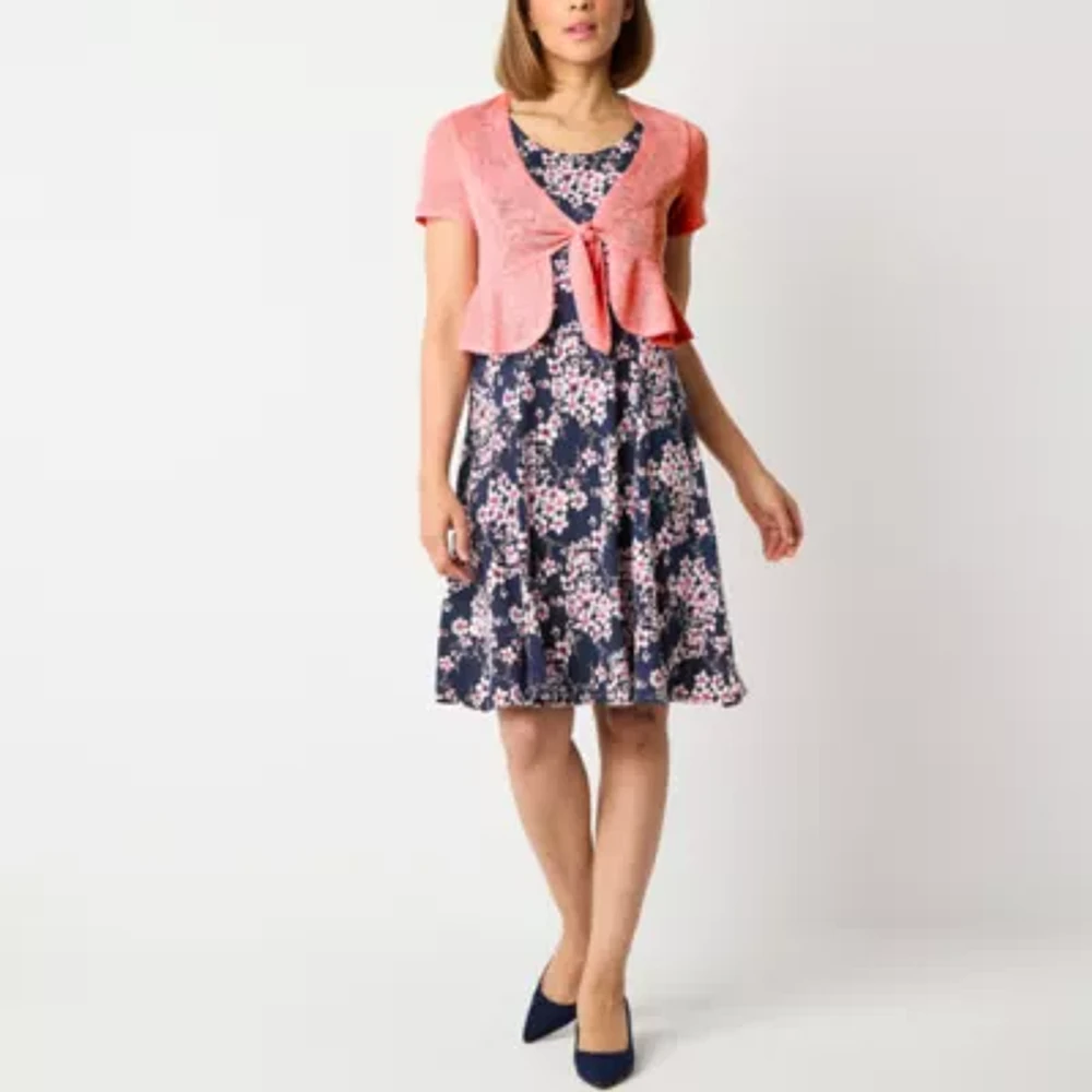 Perceptions Womens Floral Jacket Dress