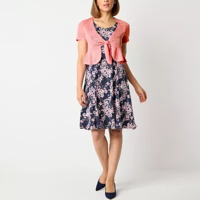 Perceptions Womens Floral Jacket Dress