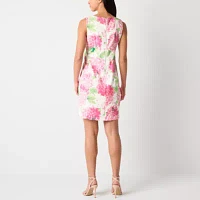 Alyx Womens Sleeveless Floral Sheath Dress