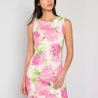 Alyx Womens Sleeveless Floral Sheath Dress