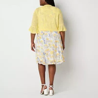 Perceptions Womens Floral Lace Jacket Dress Plus