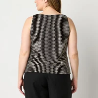 Worthington Plus Womens Straight Neck Blouse