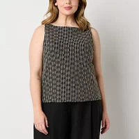 Worthington Plus Womens Straight Neck Blouse