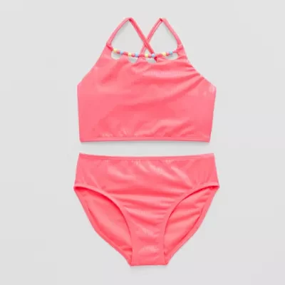 Thereabouts Little & Big Girls Shimmer And Ribbed Tankini Set