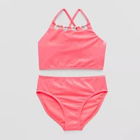 Thereabouts Little & Big Girls Shimmer And Ribbed Tankini Set