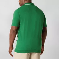 Shaquille O'Neal XLG Jacquard Big and Tall Mens Regular Fit Short Sleeve Polo Shirt
