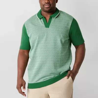 Shaquille O'Neal XLG Jacquard Big and Tall Mens Regular Fit Short Sleeve Polo Shirt