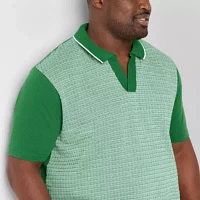 Shaquille O'Neal XLG Jacquard Big and Tall Mens Regular Fit Short Sleeve Polo Shirt