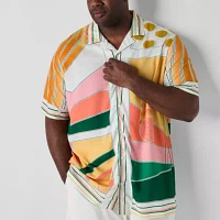 Shaquille O'Neal XLG Big and Tall Mens Short Sleeve Camp Shirt