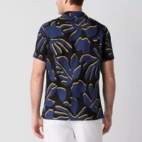 J. Ferrar Slim Mens Fit Short Sleeve Leaf Button-Down Shirt