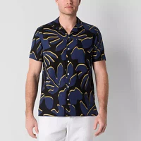 J. Ferrar Slim Mens Fit Short Sleeve Leaf Button-Down Shirt