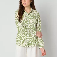 by&by Juniors Womens Long Sleeve Regular Fit Button-Down Shirt