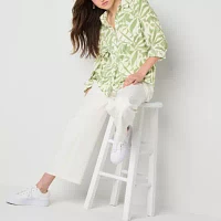 by&by Juniors Womens Long Sleeve Regular Fit Button-Down Shirt