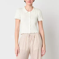 by&by Juniors Womens Short Sleeve Polo Shirt