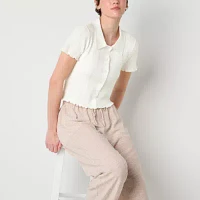 by&by Juniors Womens Short Sleeve Polo Shirt