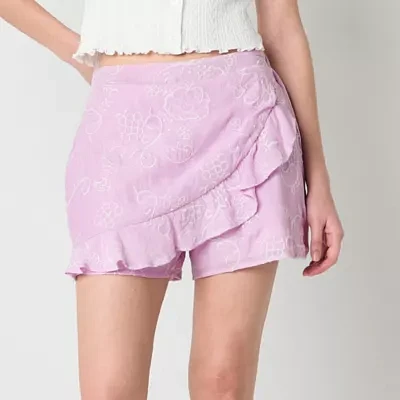 by&by Womens Mid Rise Wrap Skirt-Juniors