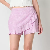 by&by Womens Mid Rise Wrap Skirt-Juniors