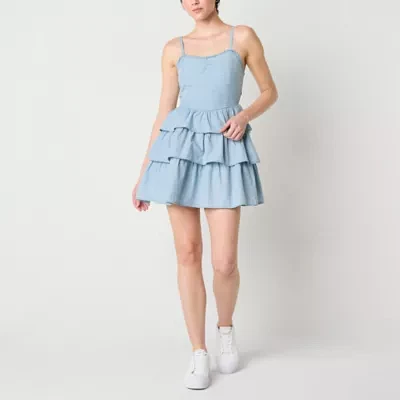 Arizona Womens Sleeveless Floral Fit + Flare Dress Juniors