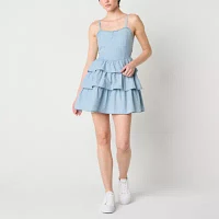 Arizona Womens Sleeveless Floral Fit + Flare Dress Juniors