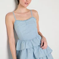 Arizona Womens Sleeveless Floral Fit + Flare Dress Juniors