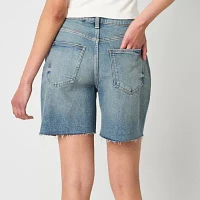 Arizona Womens Mid Rise Denim Short-Juniors