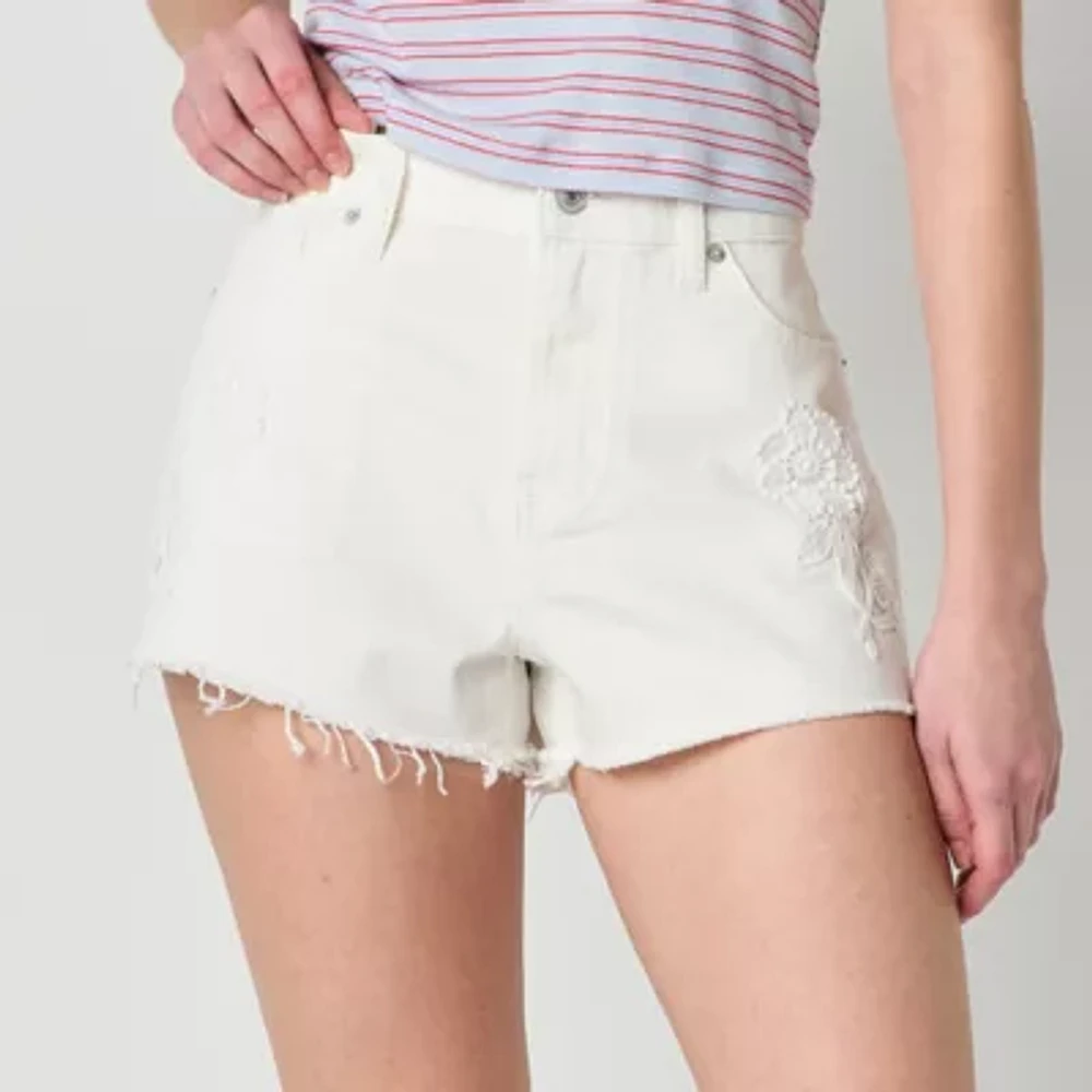 Arizona Womens High Rise Denim Short-Juniors